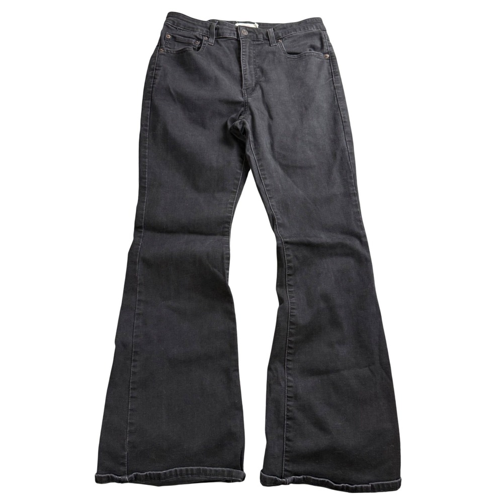 Levi's 726 Flare Jeans Women Size 30" Faded Black High Rise Stretch Retro Boho